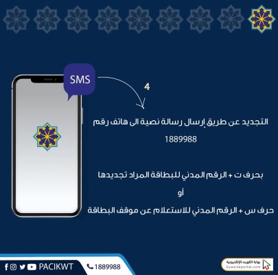 طريقة تجديد البطاقة المدنية عبر الرسائل النصية