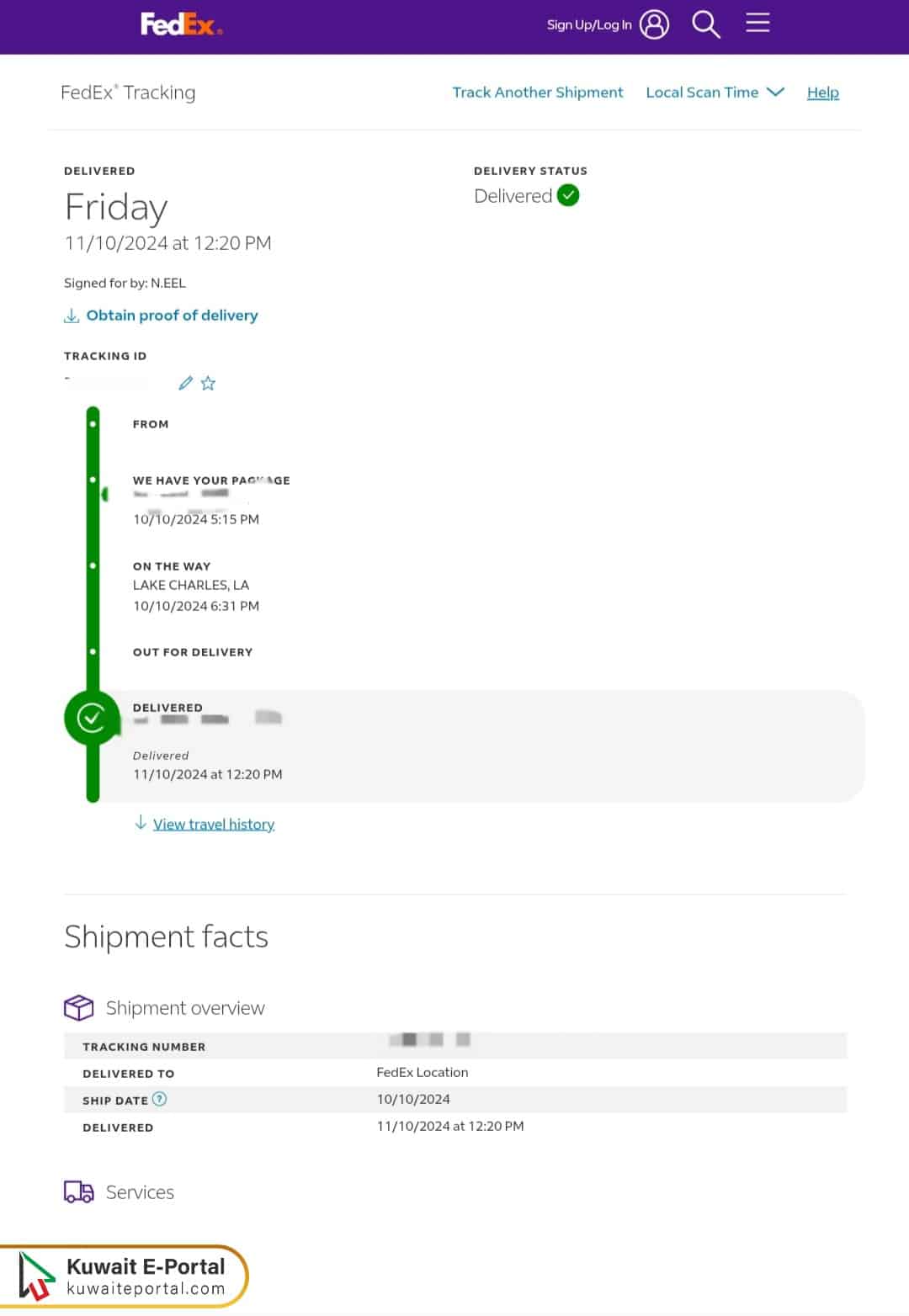 FedEx Kuwait Tracking Online Steps