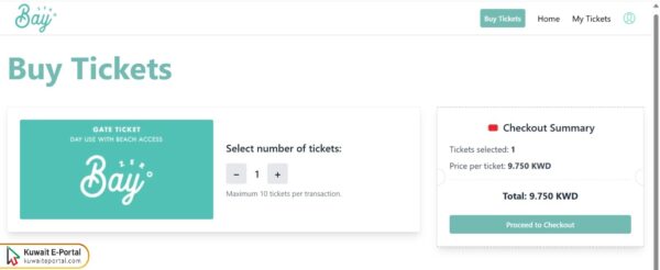Steps to Pay Bay Zero Kuwait Tickets Price